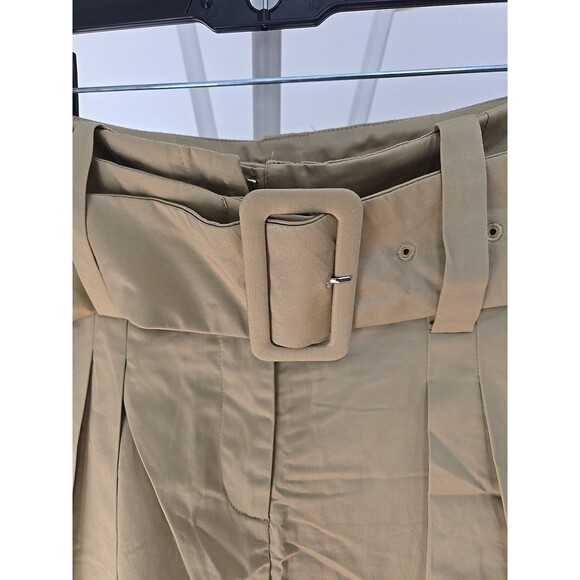 English Factory Trousers Women's Small Cropped Tan High Rise Belted Waist Pleat - Picture 4 of 10